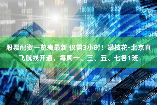 股票配资一览表最新 仅需3小时！攀枝花-北京直飞航线开通，每周一、三、五、七各1班